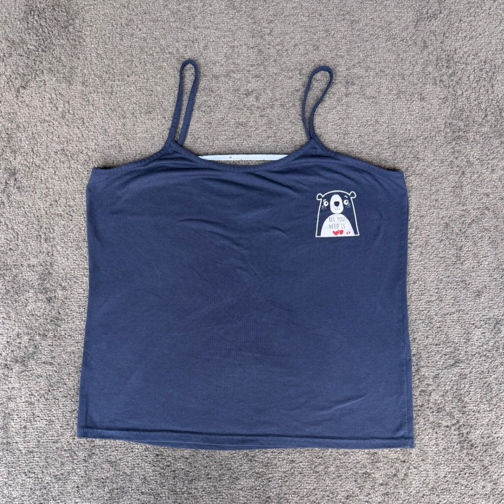 Hang Ten Womens Large Navy Blue Polar Bear Graphic Camisole Tank Top Scoop Neck